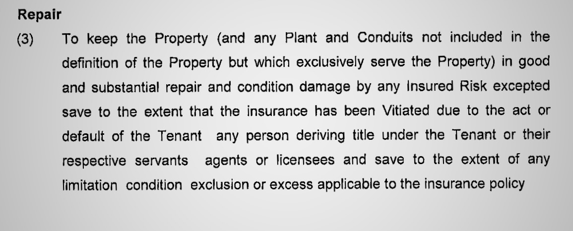 An example of a typical repairing clause from a lease subject to a dilapidations claim